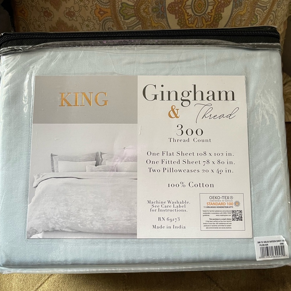 Gingham and Thread 300 count King sheet set